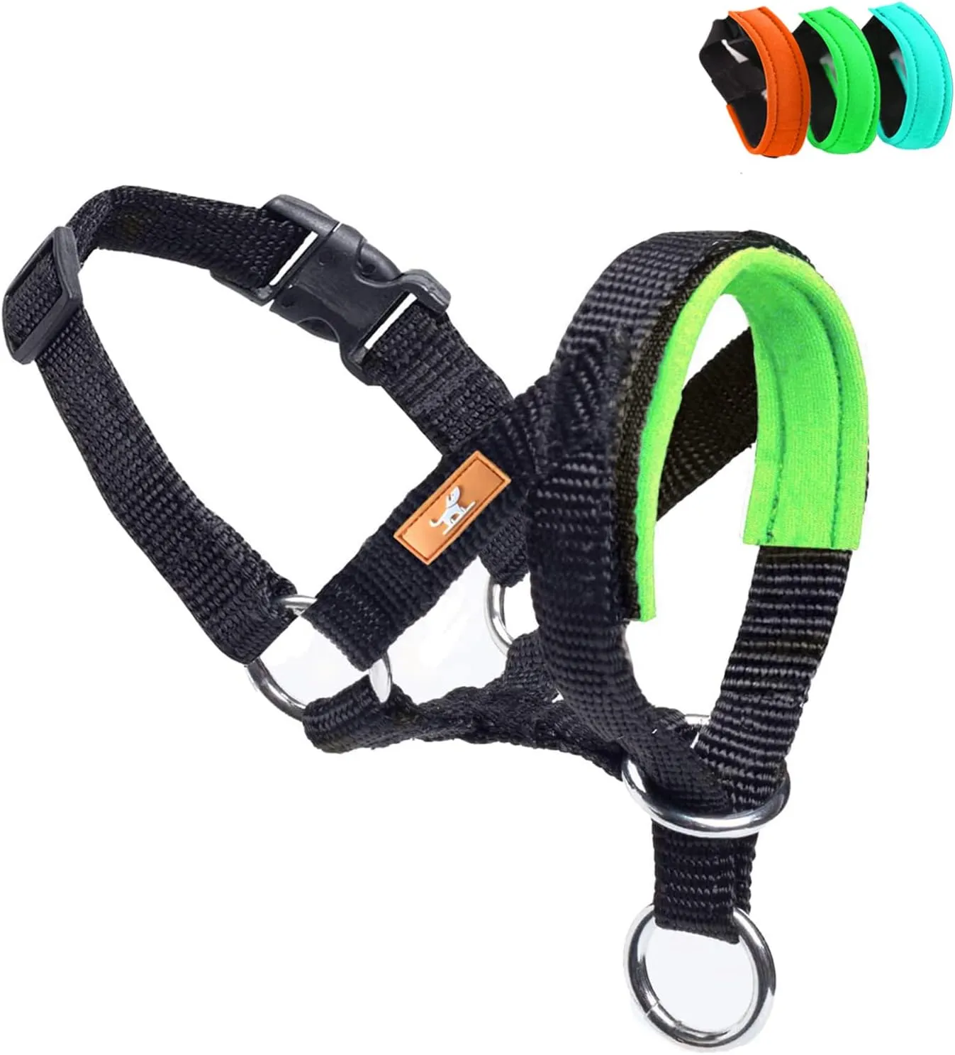 Dog Head Collar, No Pull Head Harness with Soft Nylon, Adjustable Head Leash for Small Medium Large Dogs (S,Apple Green)
