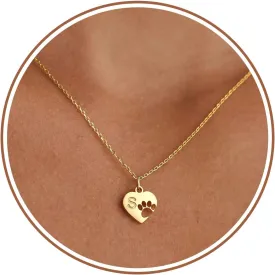 Dog Mom Gifts for Women Memorial Gift for Dogs lover Cat lover Initial Neckalce for Women with Paw Dainty 14k Gold Plated Heart Necklace Birthday Gift