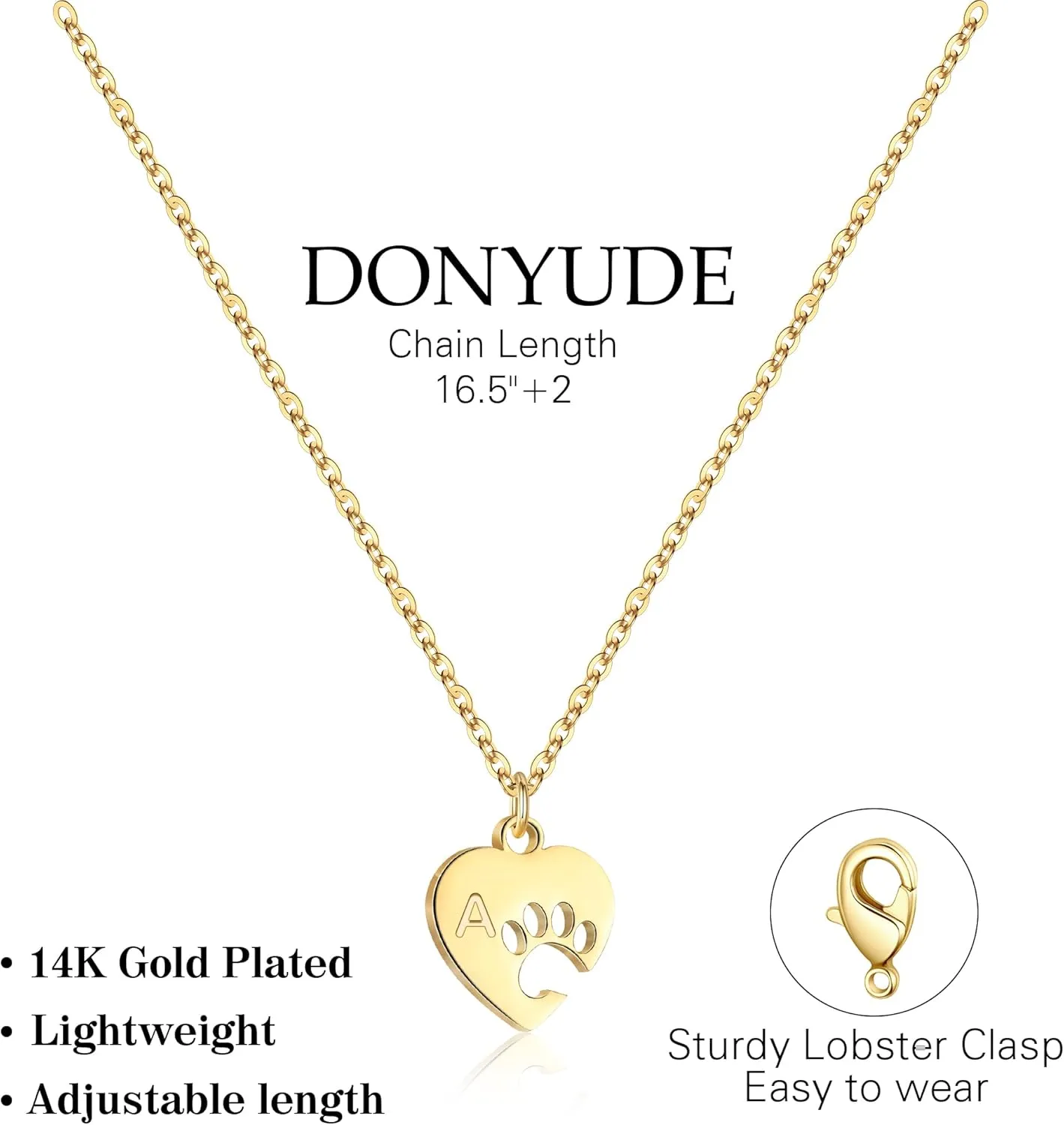 Dog Mom Gifts for Women Memorial Gift for Dogs lover Cat lover Initial Neckalce for Women with Paw Dainty 14k Gold Plated Heart Necklace Birthday Gift
