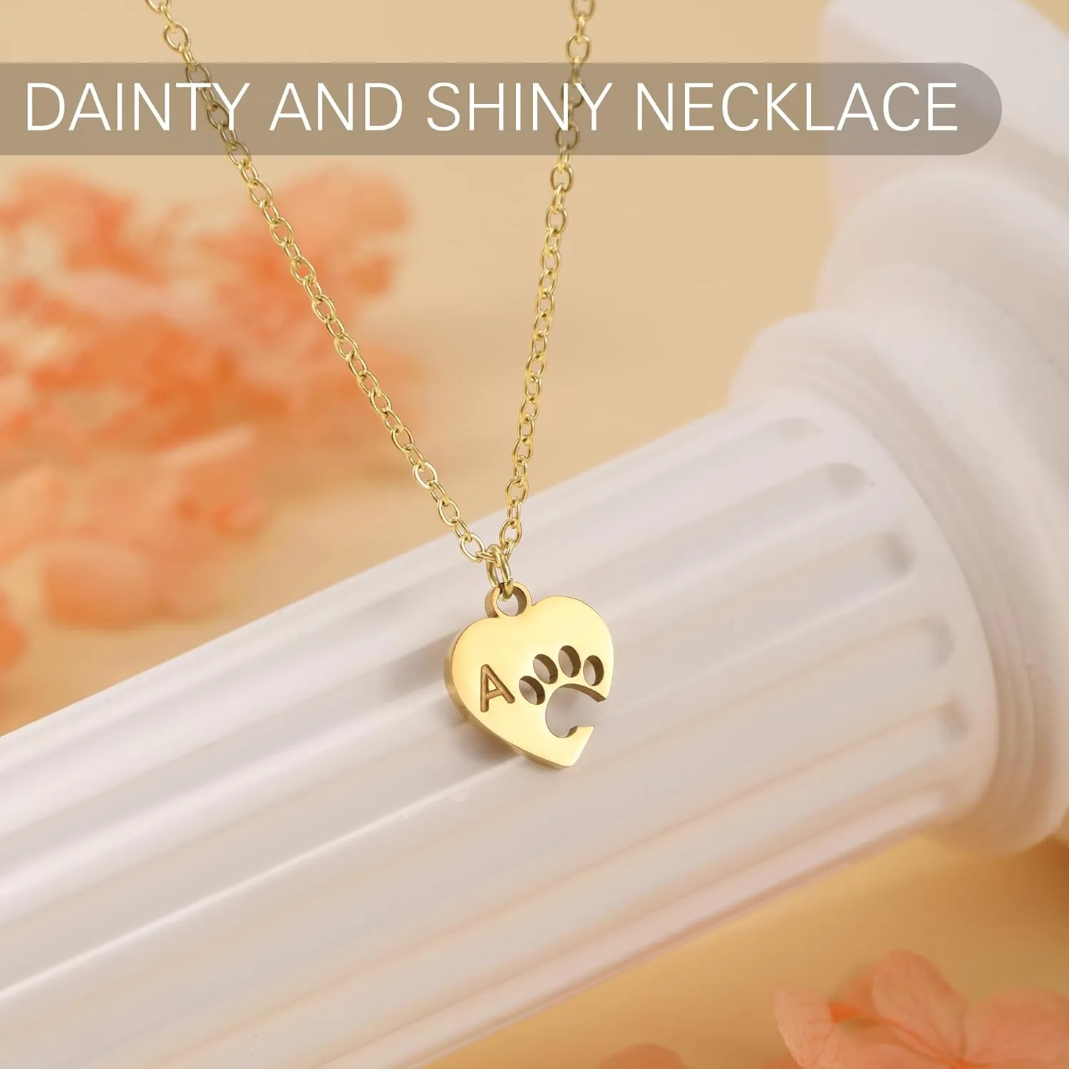 Dog Mom Gifts for Women Memorial Gift for Dogs lover Cat lover Initial Neckalce for Women with Paw Dainty 14k Gold Plated Heart Necklace Birthday Gift