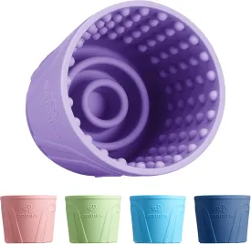 Dog Slow Feeder Lick Bowl, Anxiety Relief Dog Licking Mat Treat Dispenser, Non-Slip Anti-Choking Slow Eating Lick Bowl for Small Medium and Large Breed Dogs, BPA Free Silicone(Purple,S)