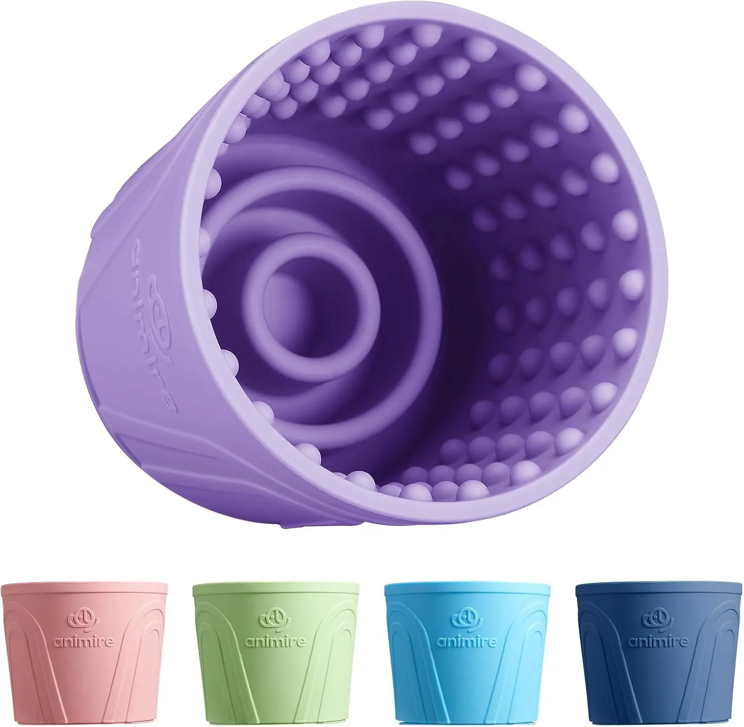 Dog Slow Feeder Lick Bowl, Anxiety Relief Dog Licking Mat Treat Dispenser, Non-Slip Anti-Choking Slow Eating Lick Bowl for Small Medium and Large Breed Dogs, BPA Free Silicone(Purple,S)