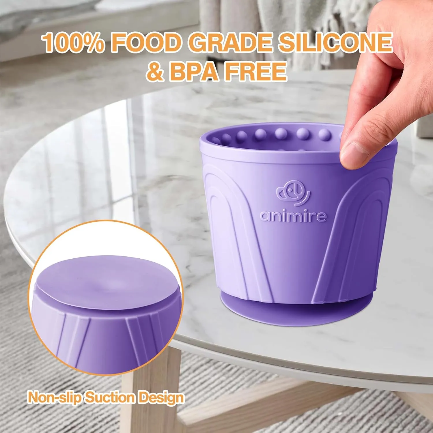 Dog Slow Feeder Lick Bowl, Anxiety Relief Dog Licking Mat Treat Dispenser, Non-Slip Anti-Choking Slow Eating Lick Bowl for Small Medium and Large Breed Dogs, BPA Free Silicone(Purple,S)