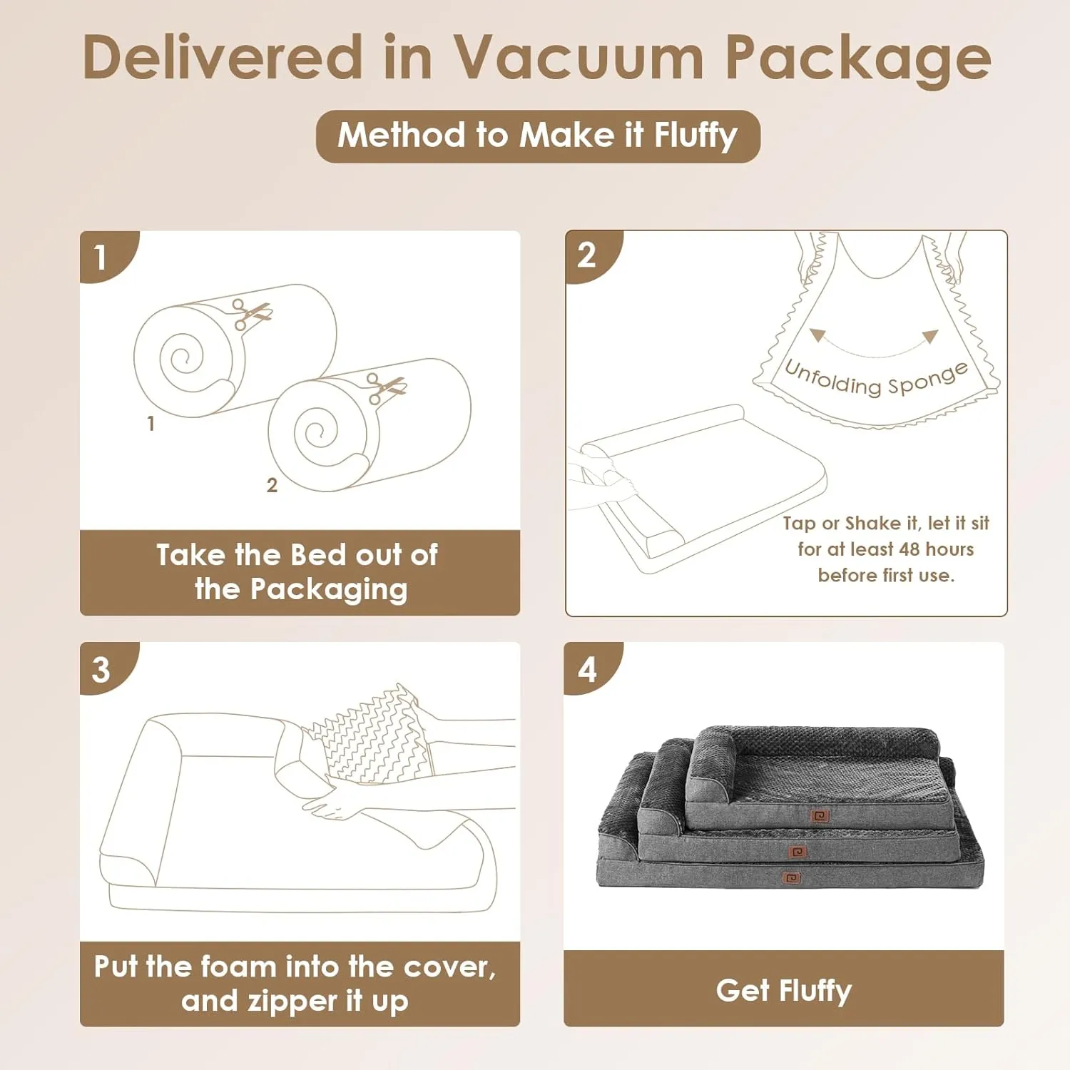 EHEYCIGA Memory Foam Dog Bed Large Sized Dogs, Pet Bed for Large Dog for Crate with Waterproof Liner, Pet Couch Bed Orthopedic with Washable Removable Cover, 35x23x6 Inches, Dark Grey