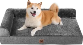 EHEYCIGA Memory Foam Dog Bed Large Sized Dogs, Pet Bed for Large Dog for Crate with Waterproof Liner, Pet Couch Bed Orthopedic with Washable Removable Cover, 35x23x6 Inches, Dark Grey