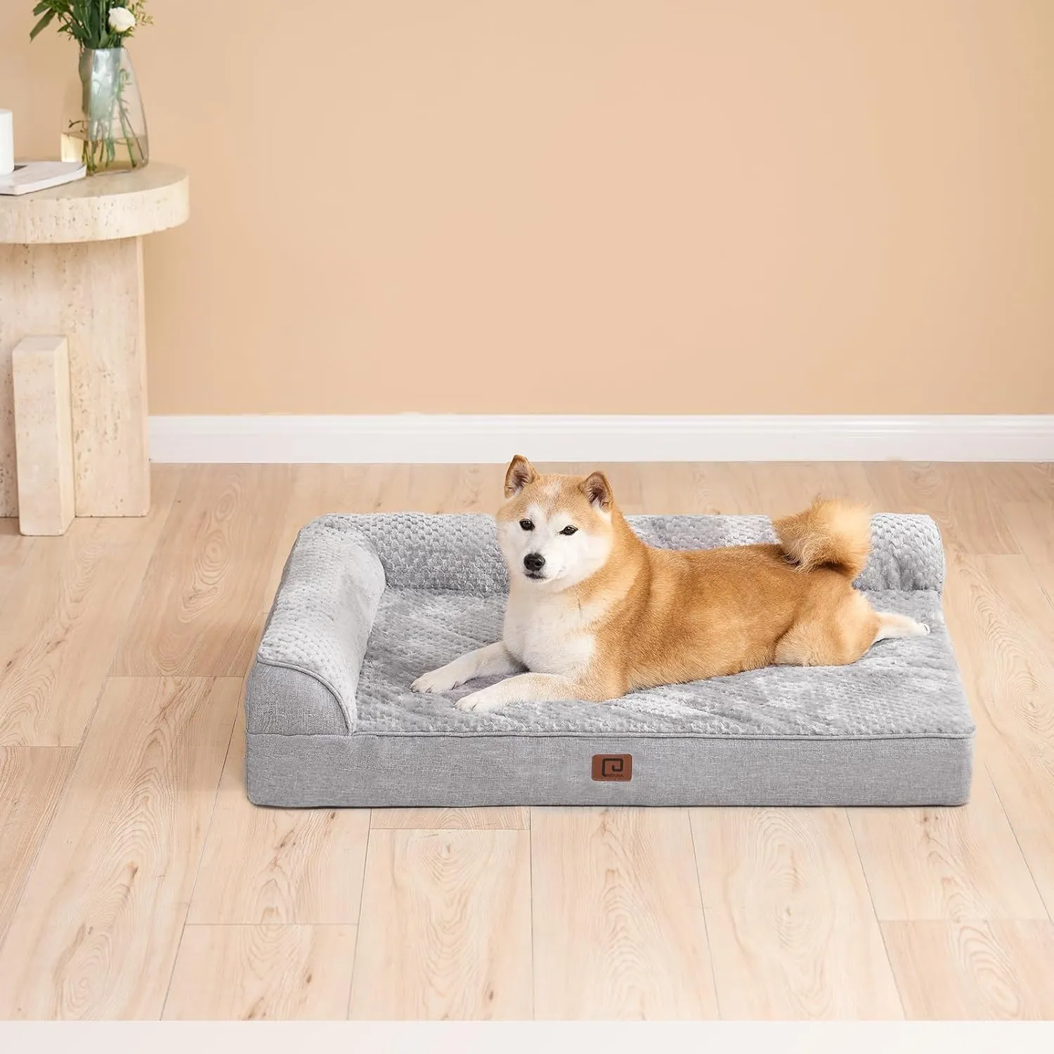 EHEYCIGA Memory Foam Dog Bed Large Sized Dogs, Pet Bed for Large Dog for Crate with Waterproof Liner, Pet Couch Bed Orthopedic with Washable Removable Cover, 35x23x6 Inches, Grey