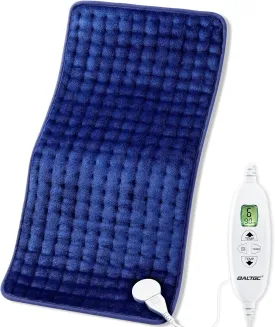Electric Heating Pad, Dual Mode Controller (Manual and auto Off Mode),Multiple Safety protections,9 Temperature Settings, Comfortable Soft for Cramps/Pain Relief, Machine Washable12"x 24" Dark Blue