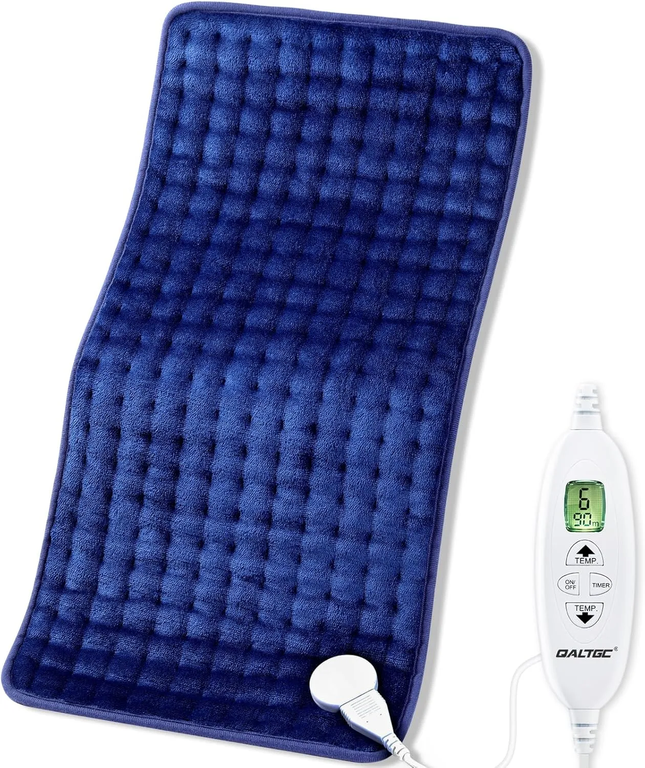 Electric Heating Pad, Dual Mode Controller (Manual and auto Off Mode),Multiple Safety protections,9 Temperature Settings, Comfortable Soft for Cramps/Pain Relief, Machine Washable12"x 24" Dark Blue