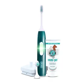 Emmi-pet 2.0 PRO  Oral & Skin Care Set Electric Toothbrush Set for Pets. Patented 100% ultrasonic no Brushing Technology deep-Cleans - for Healthier Teeth & Gums & Fresher Breath. Made in Germany.