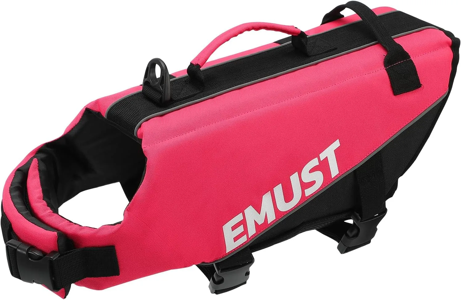 EMUST Dog Life Vests, Adjustable Pet Life Jacket with Rescue Handle, Dog Flotation Vest for Small/Medium/Large Dogs, XS, Rosepink