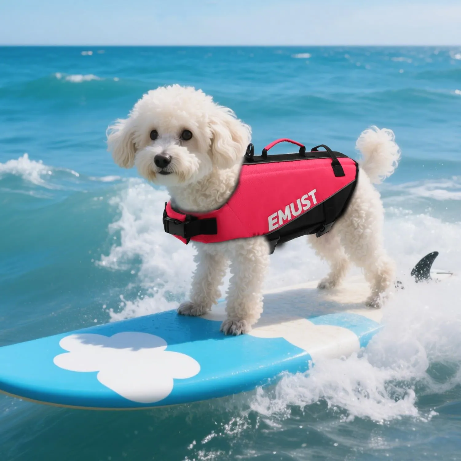 EMUST Dog Life Vests, Adjustable Pet Life Jacket with Rescue Handle, Dog Flotation Vest for Small/Medium/Large Dogs, XS, Rosepink