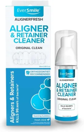 EverSmile AlignerFresh Original Clean Foam  Cleaner Compatible w/Invisalign and All Clear Aligners & Retainers  Eliminates Bacteria, Whitens Teeth, Fights Bad Breath  50ml (1 Pack)