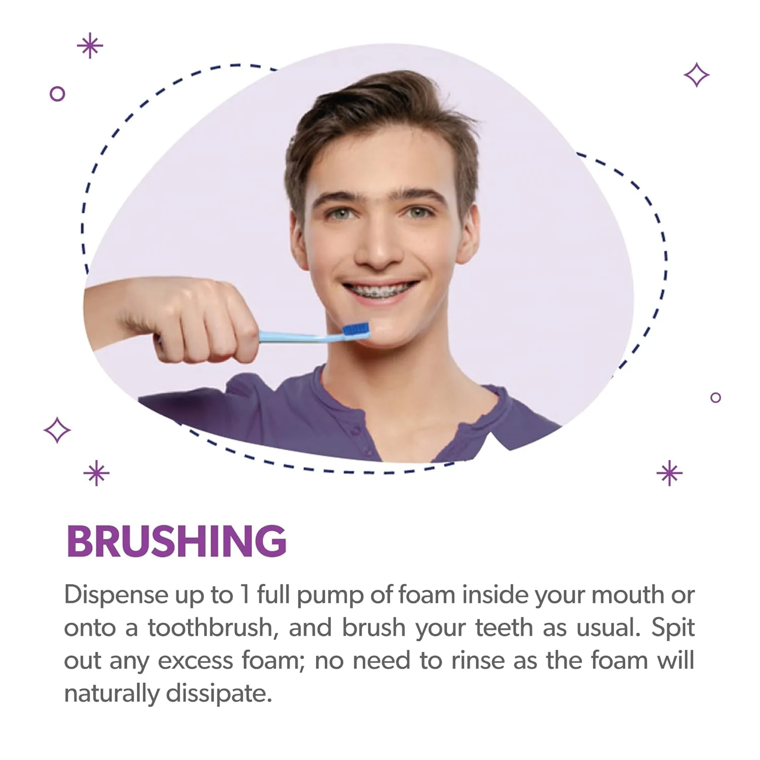 EverSmile OrthoFoam Braces Cleaner  Travel Size  Brushable Foam Whitens Teeth, Eliminates Bacteria, Fights Plaque and Bad Breath  Cleans Under Metal, Ceramic, Clear Brackets and Wires  25ml(4 Pk)
