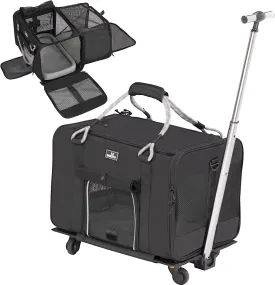 Expandable Pet Carrier, Dog Carrier Travel Soft-Sided Dog Carrier with 5 Ventilated Mesh, Safety Lock Zipper