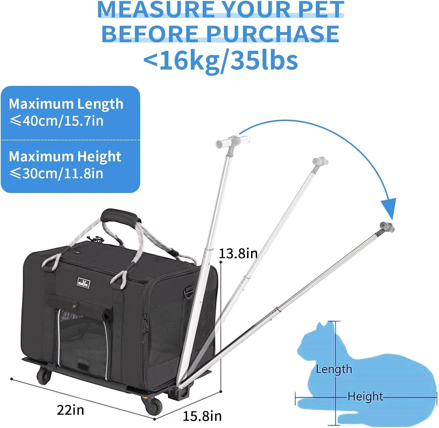 Expandable Pet Carrier, Dog Carrier Travel Soft-Sided Dog Carrier with 5 Ventilated Mesh, Safety Lock Zipper