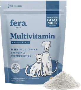 Fera Pet Organics Multivitamin Goat Milk Cat & Dog  Vet Created - Cat & Dog Multivitamin - Probiotics & Essential Vitamins & Minerals60 Servings