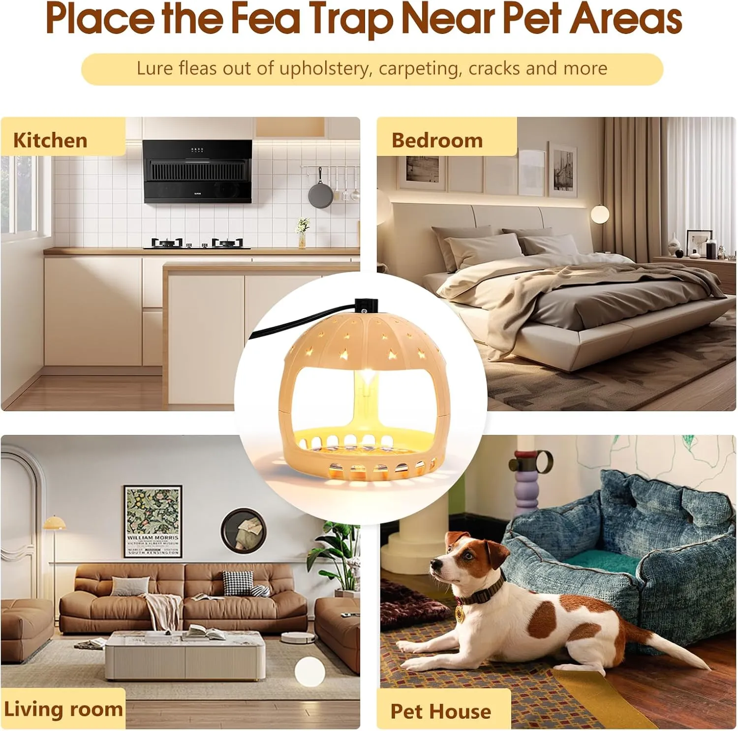 Flea Traps for Inside Your Home - Safer Than Sprays & Powders, 2 Pack Flea Light Trap with Sticky Pads Refills Bulbs, Electric Bed Bug Treatment Killer, Home Indoor Pest Control for Pet & Baby