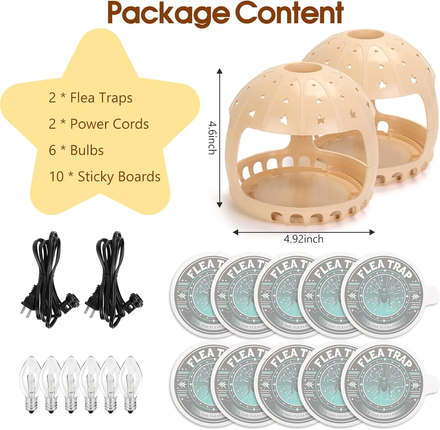 Flea Traps for Inside Your Home - Safer Than Sprays & Powders, 2 Pack Flea Light Trap with Sticky Pads Refills Bulbs, Electric Bed Bug Treatment Killer, Home Indoor Pest Control for Pet & Baby