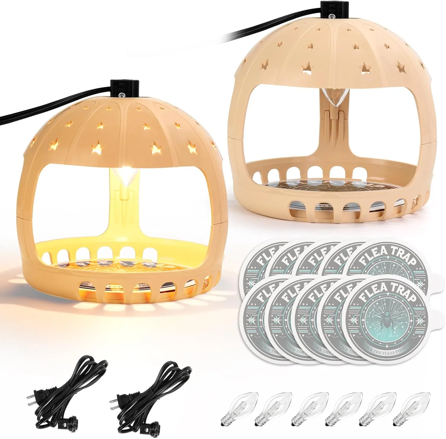 Flea Traps for Inside Your Home - Safer Than Sprays & Powders, 2 Pack Flea Light Trap with Sticky Pads Refills Bulbs, Electric Bed Bug Treatment Killer, Home Indoor Pest Control for Pet & Baby