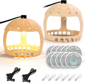 Flea Traps for Inside Your Home - Safer Than Sprays & Powders, 2 Pack Flea Light Trap with Sticky Pads Refills Bulbs, Electric Bed Bug Treatment Killer, Home Indoor Pest Control for Pet & Baby