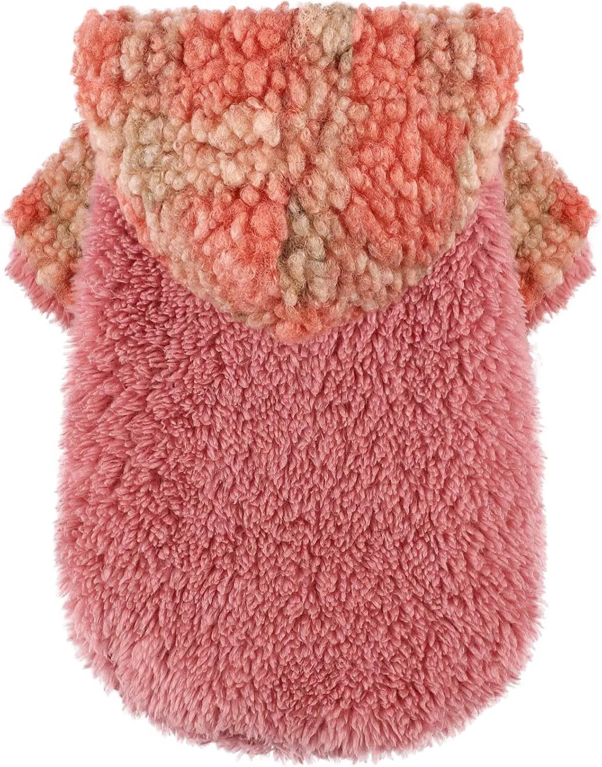 Fleece Dog Sweater Hoodie Warm Fuzzy Velvet Sweaters Winter Clothes for Small Dogs Girl Boy (Orange Plaid, XX-Small)
