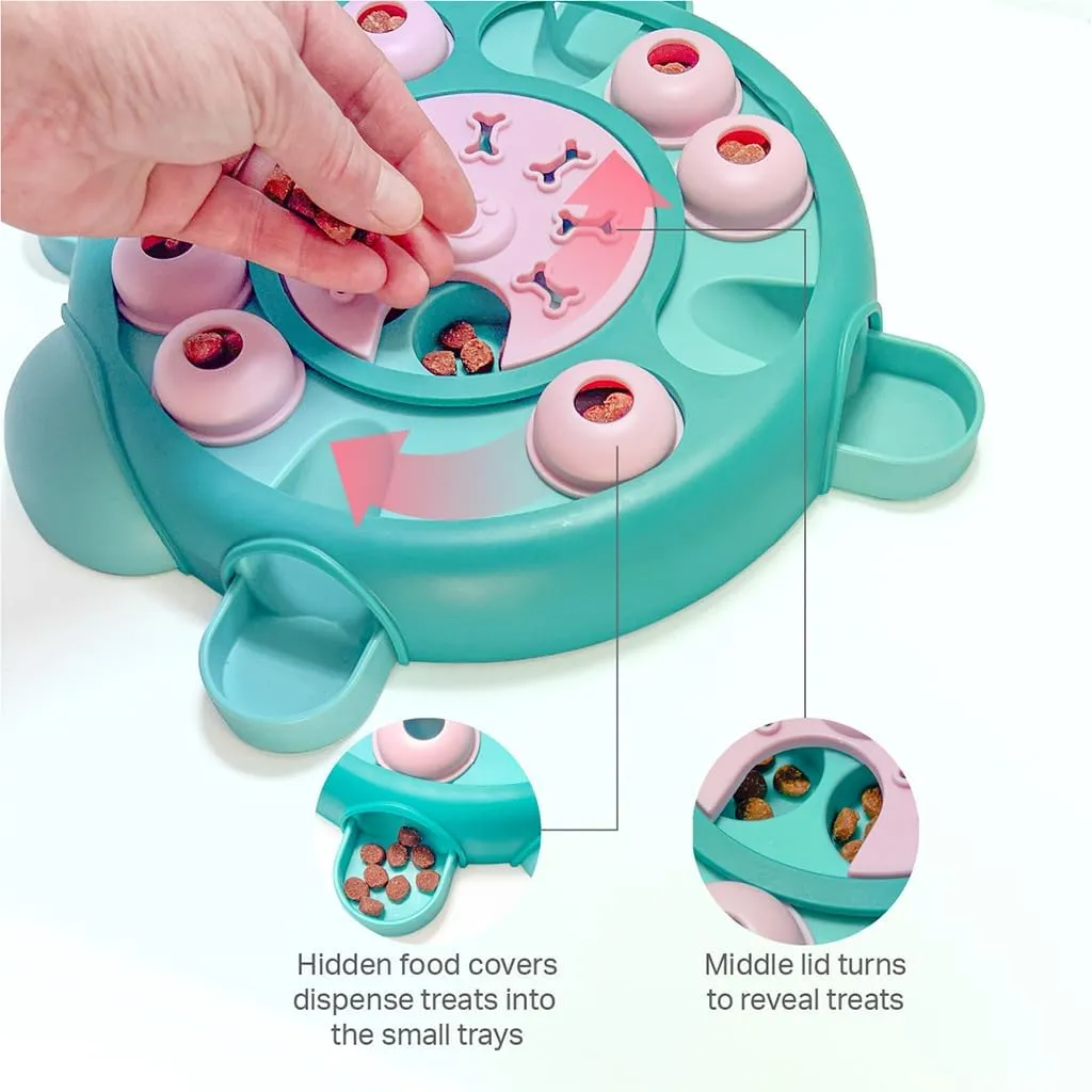 Friends Forever Dog Puzzles Toys with Slower Feeder, Interactive Toy with Food Puzzle for Stimulation and Treat Training Game, Treat Dispenser Toys for Dogs, Tortoise Puzzle