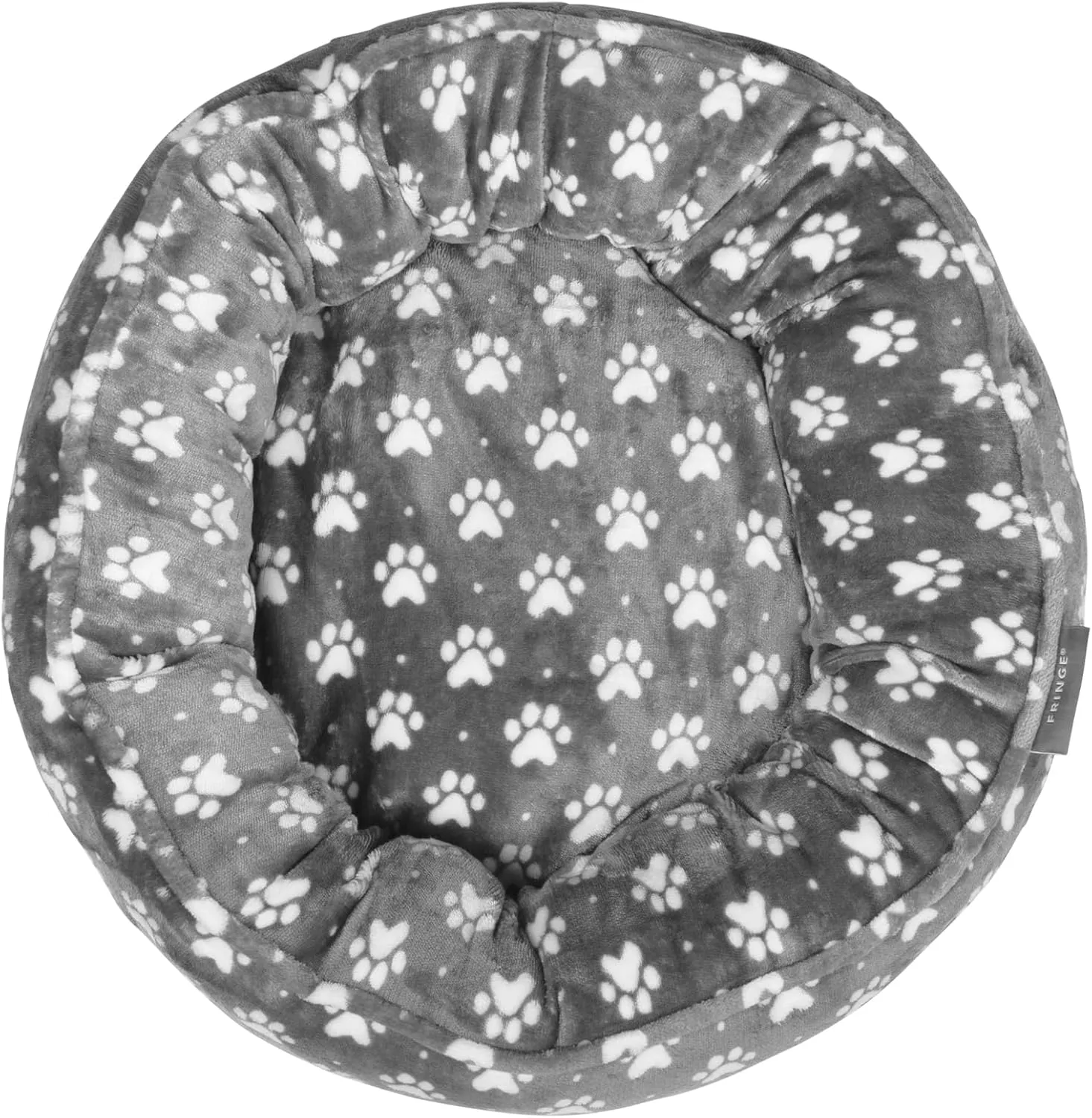 Fringe Studio "Paw Dot Charcoal Small Circle Microplush Pet Bed 18" - Poly Filled - Machine Washable