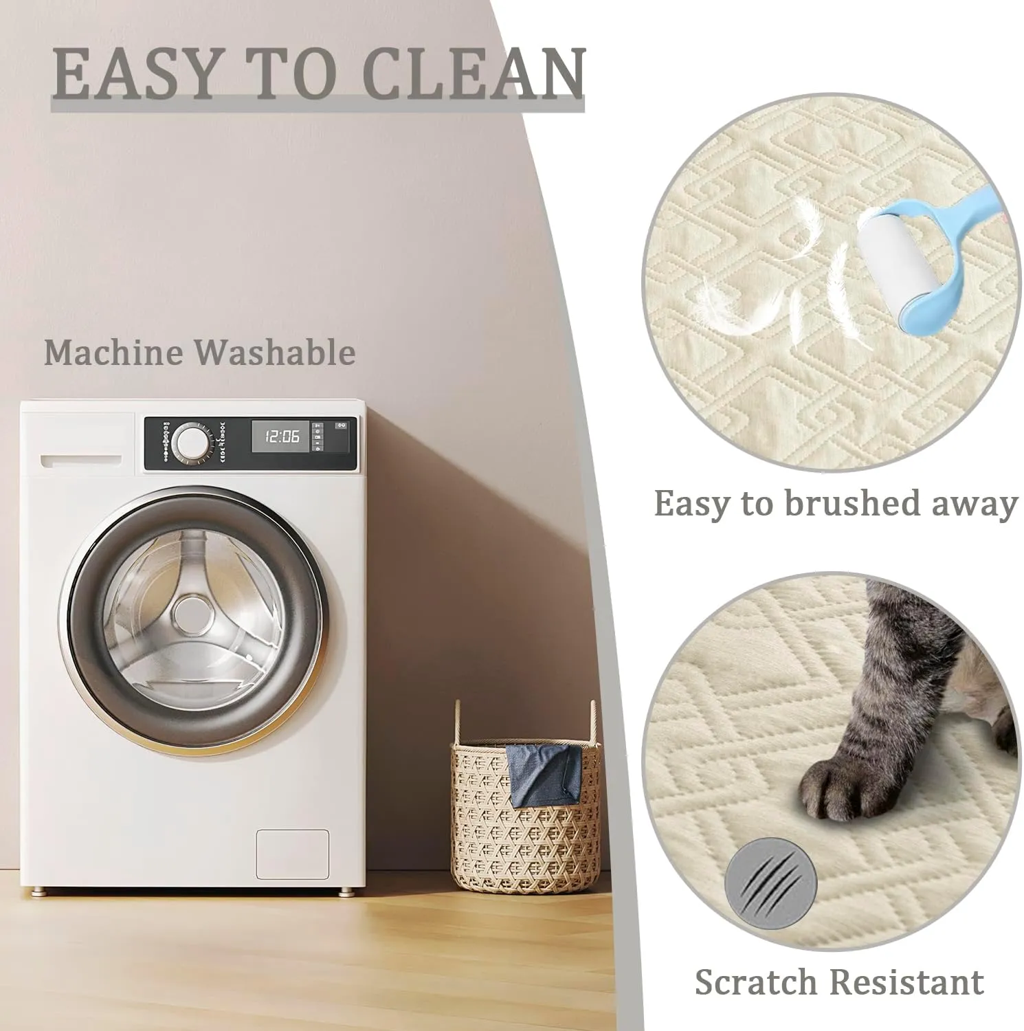 fuguitex Waterproof Dog Bed Cover Dog Blanket for Pet Furniture Bed Couch Sofa Reversible Linen Texture(30"*70",Cream  Cream)