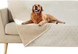 fuguitex Waterproof Dog Blanket Bed Cover Dog Crystal Velvet Moroccan Fuzzy Cozy Plush Pet Blanket Throw Blanket for Couch Sofa(40 * 60 inch, Cream Beige)