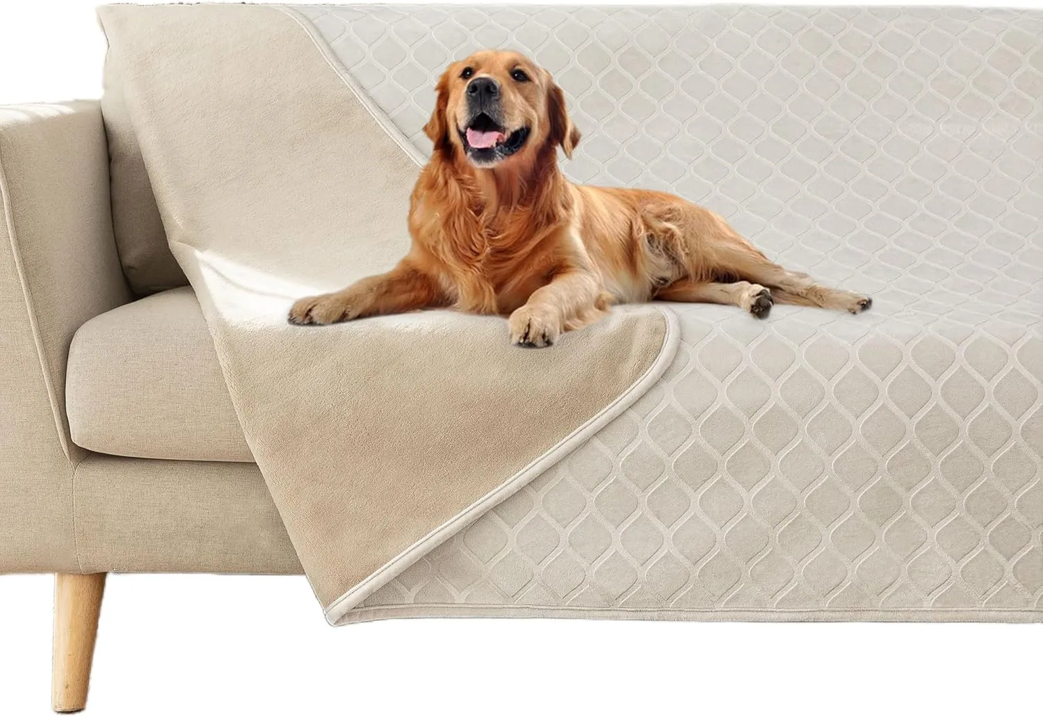 fuguitex Waterproof Dog Blanket Bed Cover Dog Crystal Velvet Moroccan Fuzzy Cozy Plush Pet Blanket Throw Blanket for Couch Sofa(40 * 60 inch, Cream Beige)
