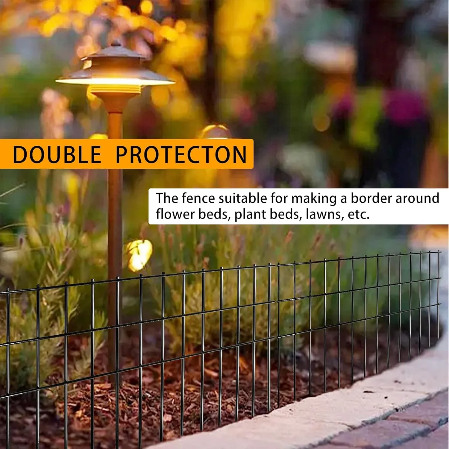 Garden Fencing Animal Barrier 25 ft(L)15 in(H), 10 Panels No Dig Underground Critter Barrier for Decks, Small or Medium Pet Dog Digging Fence, Rust-Proof Metal Stakes