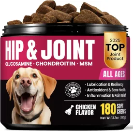 Glucosamine for Dogs Hip and Joint Supplement Chews, Chondroitin Joint Supplement for Dogs, Wuffe Joint Chews for Dog, Dog Supplement for Joint Pain Relief - 60-Day Satisfaction Guarantee -180 Ct