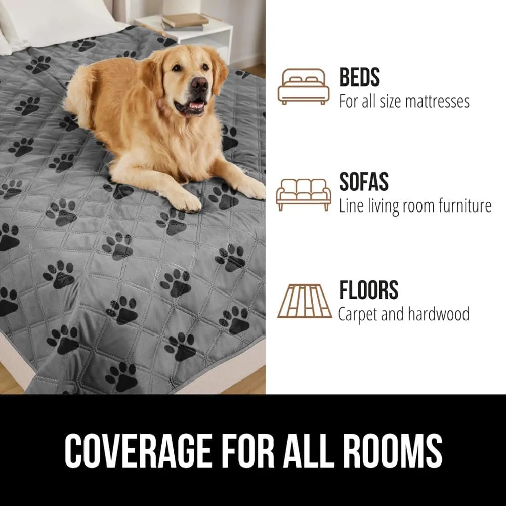 GORILLA GRIP Waterproof Dog Bed Cover, Pet Blanket for Furniture, Sofa, Couch, Crate, Car, Sofa Throw Essential for Cats and Dogs, Tear and Slip Resistant Leakproof Cushion Cover, 40x50 Gray Black Paw