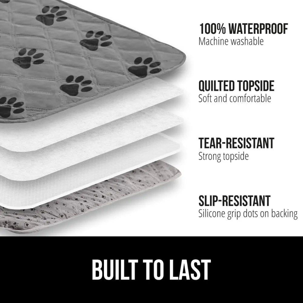 GORILLA GRIP Waterproof Dog Bed Cover, Pet Blanket for Furniture, Sofa, Couch, Crate, Car, Sofa Throw Essential for Cats and Dogs, Tear and Slip Resistant Leakproof Cushion Cover, 40x50 Gray Black Paw