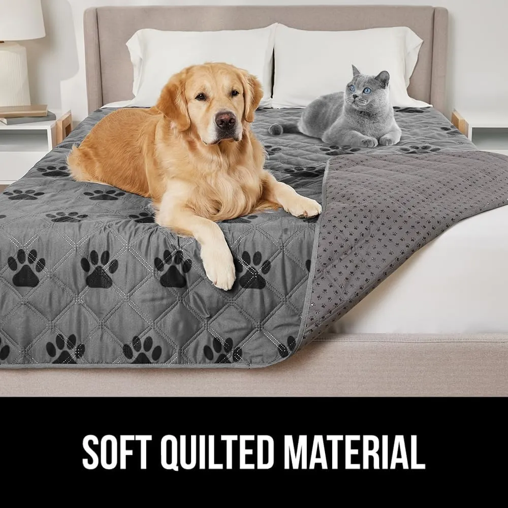 GORILLA GRIP Waterproof Dog Bed Cover, Pet Blanket for Furniture, Sofa, Couch, Crate, Car, Sofa Throw Essential for Cats and Dogs, Tear and Slip Resistant Leakproof Cushion Cover, 40x50 Gray Black Paw