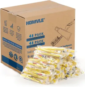 Homvle Disposable Toothbrushes with Toothpaste - 48 Packs Individually Wrapped Travel Toothbrushes Bulk, Medium Soft Bristles, Perfect for Travel Size Toiletries, OCC, Airbnb, Dentist, Office