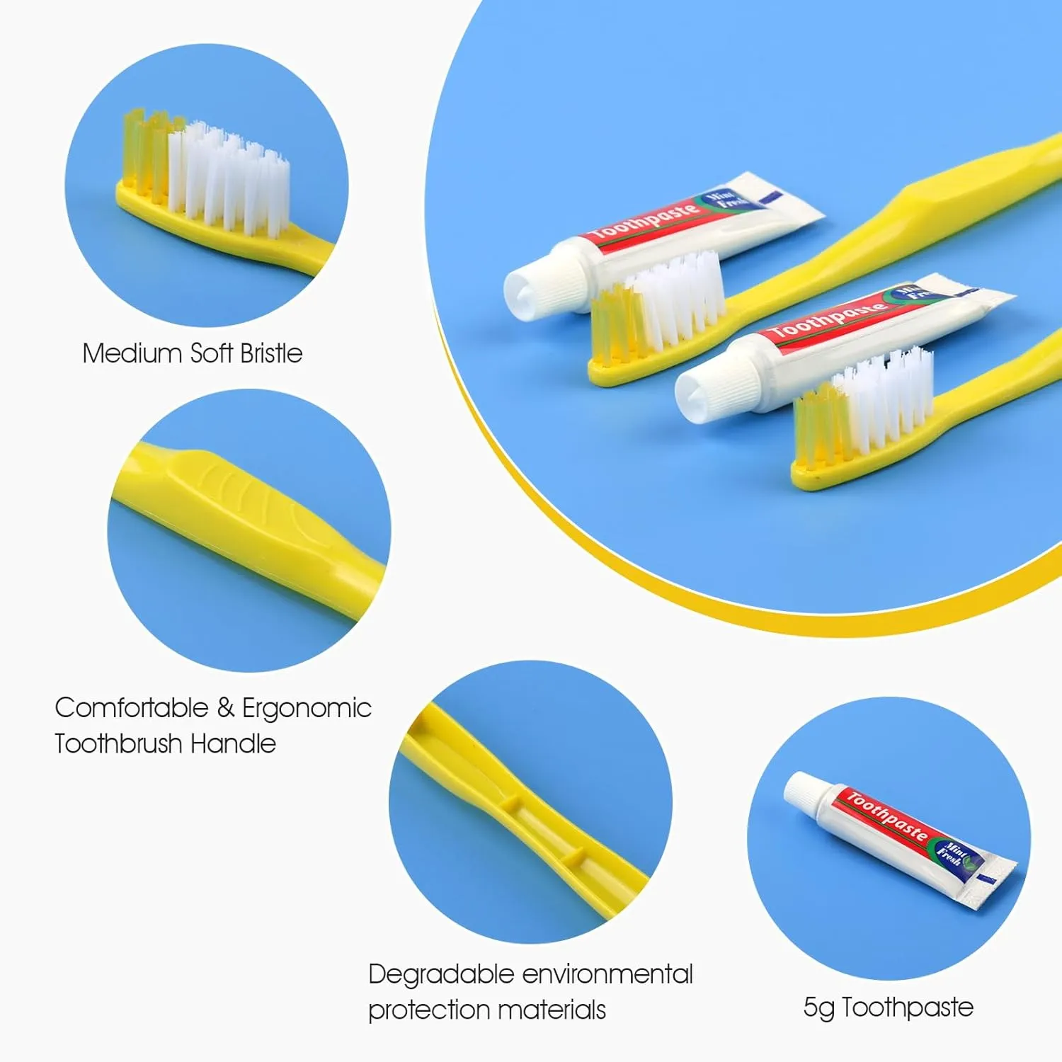Homvle Disposable Toothbrushes with Toothpaste - 48 Packs Individually Wrapped Travel Toothbrushes Bulk, Medium Soft Bristles, Perfect for Travel Size Toiletries, OCC, Airbnb, Dentist, Office