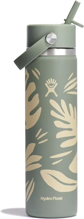 Hydro Flask Water Bottle - Insulated Stainless Steel - Wide Straw Lid, Non Spill, Leakproof in 24 Oz Botanical Bliss