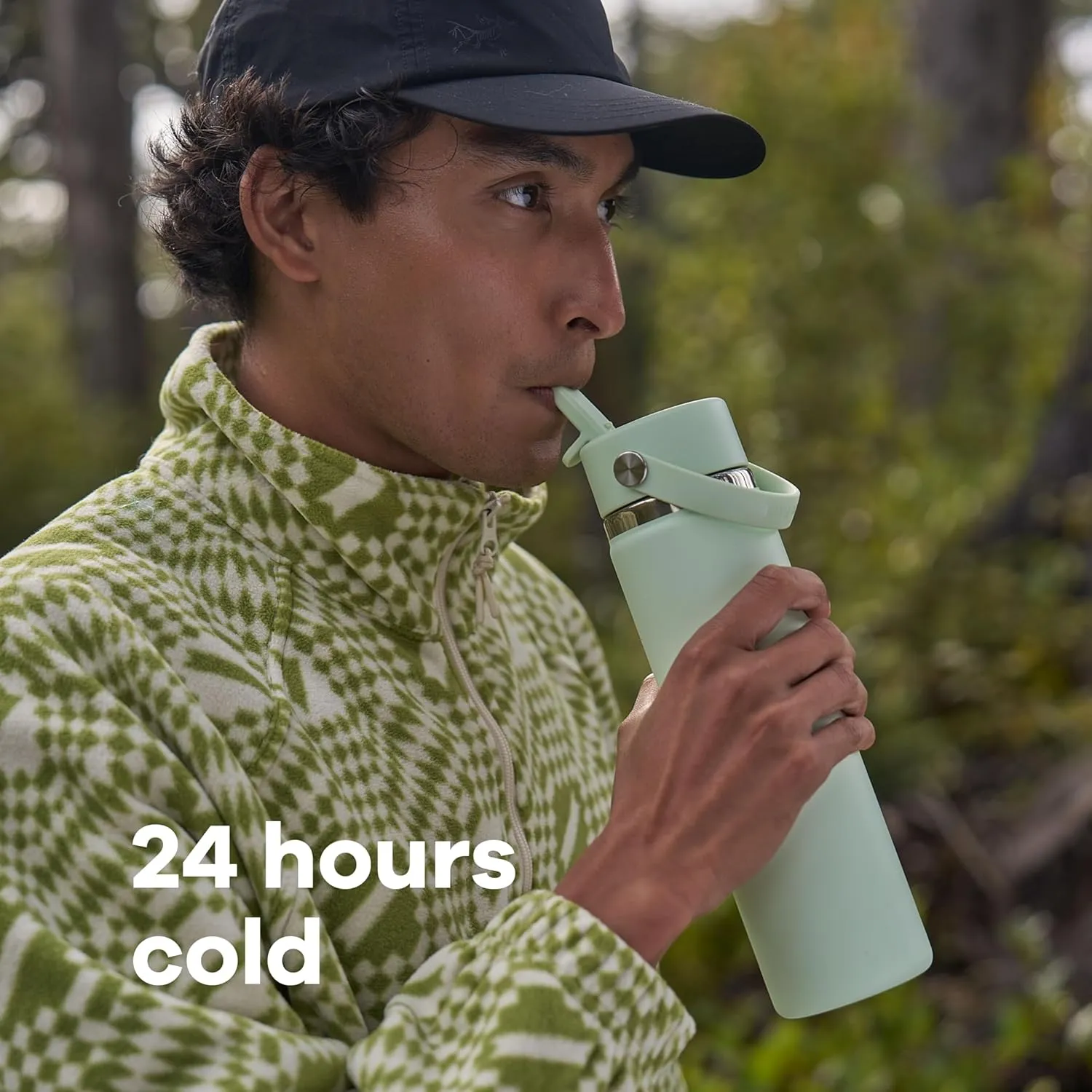 Hydro Flask Water Bottle - Insulated Stainless Steel - Wide Straw Lid, Non Spill, Leakproof in 24 Oz Botanical Bliss