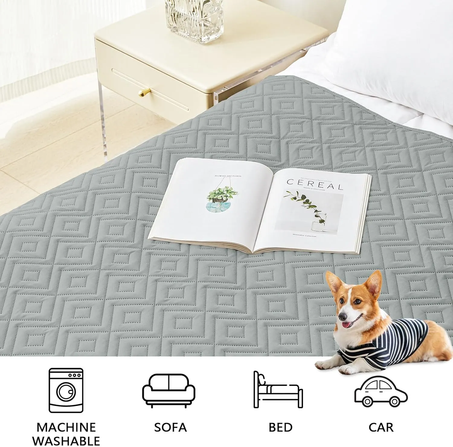 hyha Waterproof Dog Blanket, Soft Pet Bed Blankets, Waterproof Sofa Couch Cover for Dogs Washable, Reversible Pet Couch Covers for Sofa Furniture (30x70 Inch, Grey/Dark Grey)