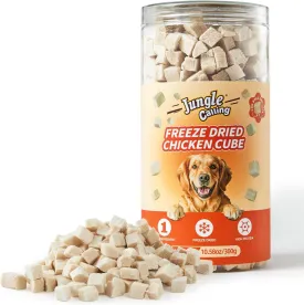 Jungle Calling Freeze Dried Chicken Cat & Dog Treats, Single Ingredient Chicken Bites for Cats & Dogs, High Protein Pet Training Treats & Food Topper, 10.58 oz