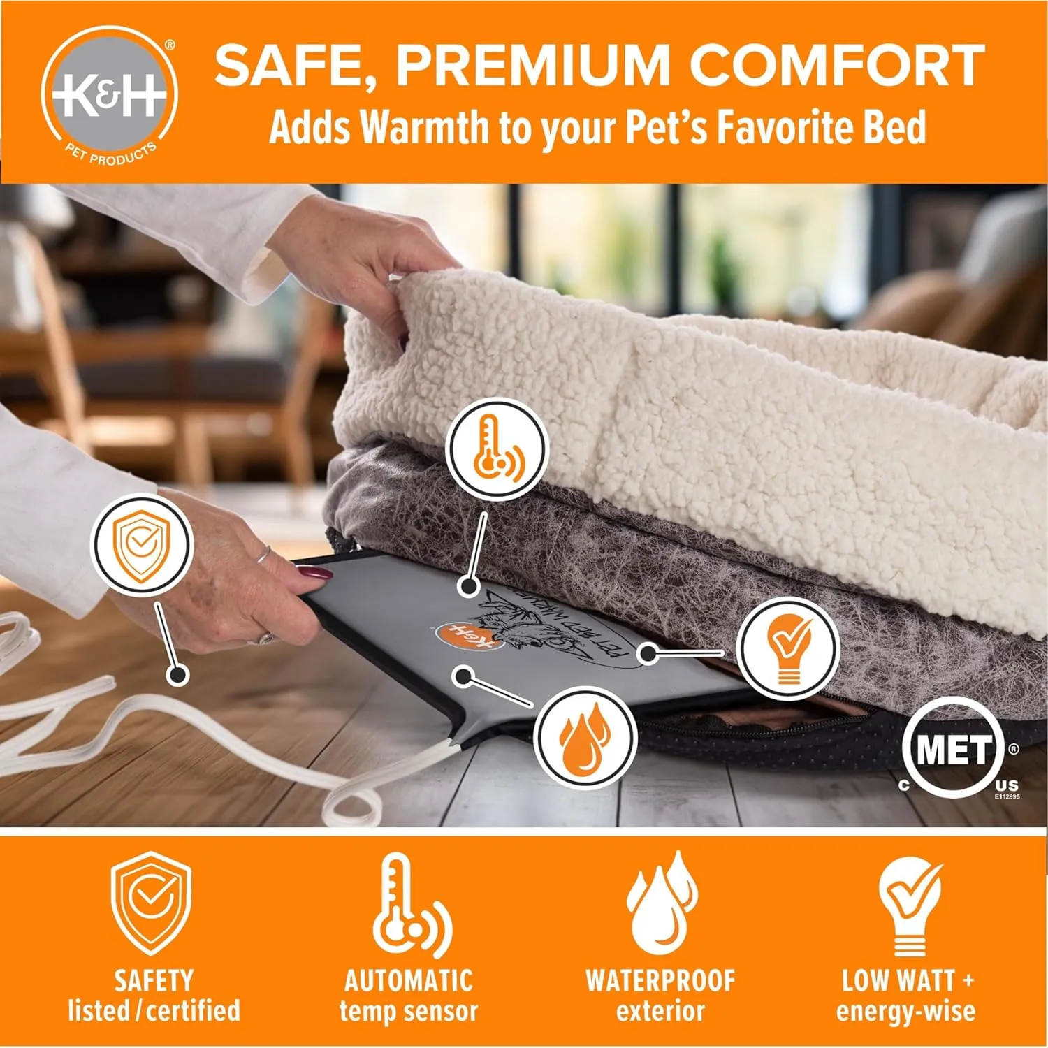 K&H Pet Products Pet Bed Warmer, Turn Any Pet Bed Into a Heated Cat or Dog Bed, Waterproof Indoor Heated Warming Pad Insert, Automatic Temperature, Safety Listed - Small 10.25 X 9.25in Gray