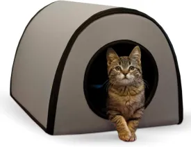 K&H Pet Products Thermo Mod Kitty Shelter Heated Outdoor Cat House for Outside Pets in Winter, Insulated, Waterproof, Heated Floor, Washable Cover, Safety Listed - Small 21 X 14 X 13in Gray 20W