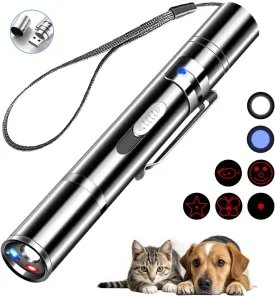 Laser Pointer Cat Toys, Cat Laser Pointer Toy with Three Light Modes, Five Adjustable Patterns,USB Portable Charging, Interactive cat Toy Multifunctional and Portable