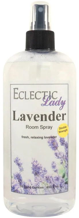 Lavender Room Spray (Double Strength), 16 Ounces, No Artificial Colors, Parabens, or Preservatives - Fragrant Aromatic Room Mist For Home, Room, Office