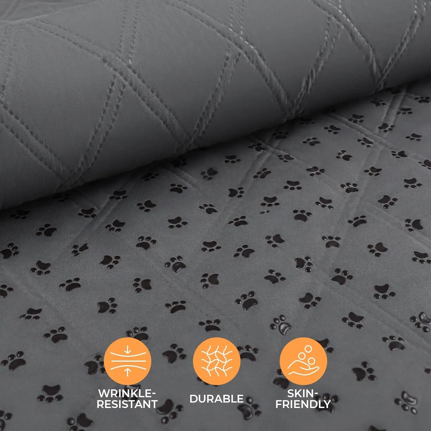 Luciphia 100% Waterproof Couch Cover Blanket for Dogs Anti-Slip Pet Couch Protector Sofa Mat Puppy Cat with Non-Slip Bottom, Grey, 30x70 Inch