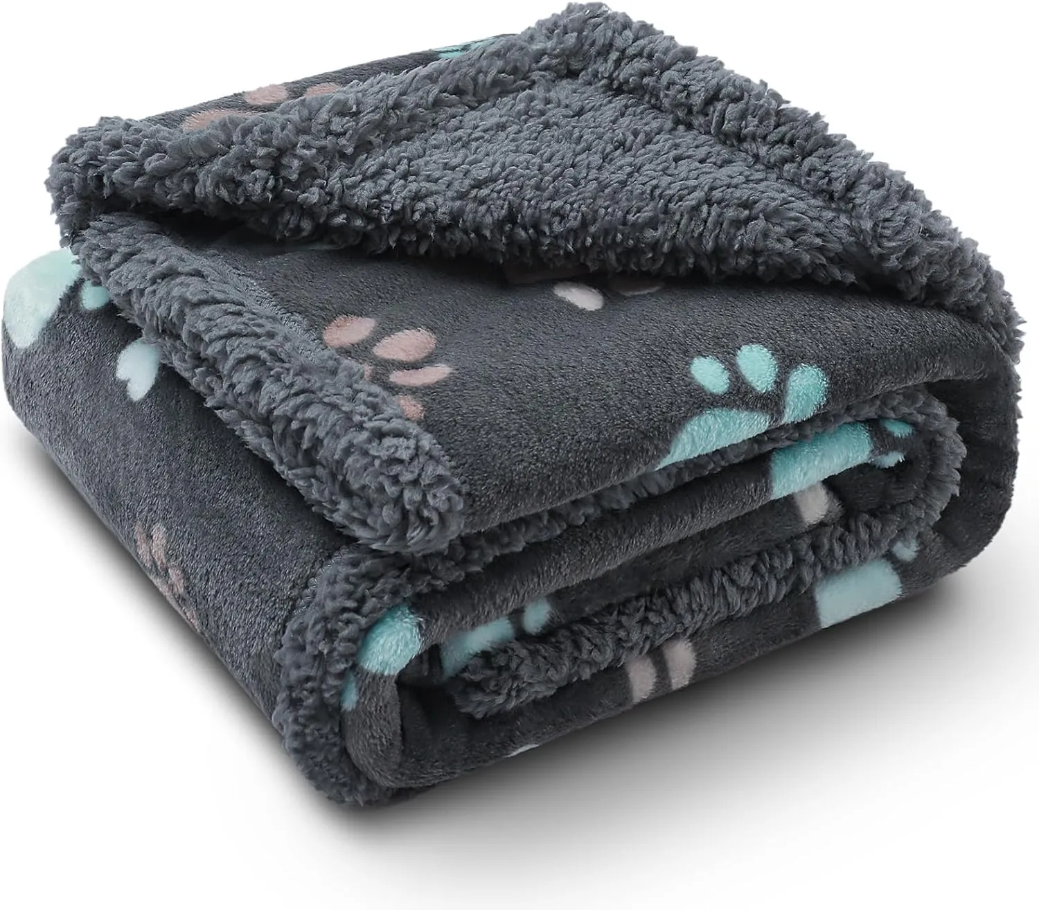 Luciphia Waterproof Pet Blankets for Couch Sofa Bed Cover Liquid Pee Proof Washable Soft Fluffy Large Dog Blanket Reversible Furniture Protection Grey Paw Thicken Small40" x 28"