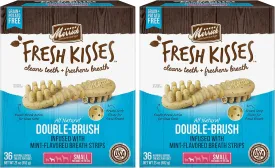 Merrick Fresh Kisses Double-Brush Dental Dog Treats with Mint Breath 36 Count (Pack of 2)