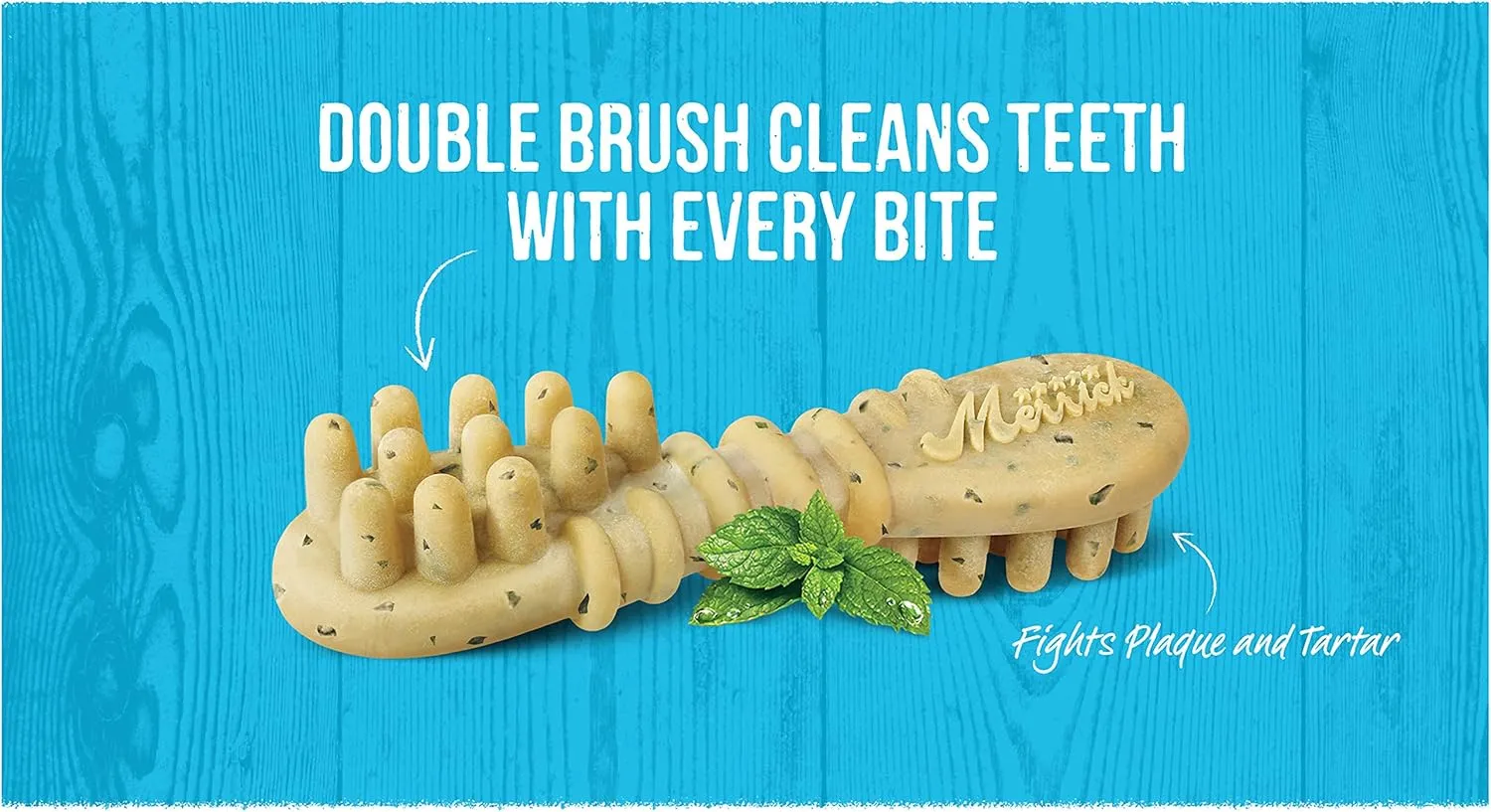 Merrick Fresh Kisses Double-Brush Dental Dog Treats with Mint Breath 36 Count (Pack of 2)