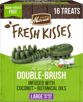 Merrick Fresh Kisses Natural Dental Chews Infused With Coconut And Botanical Oils For Large Dogs Over 50 Lbs - 16 ct. Box